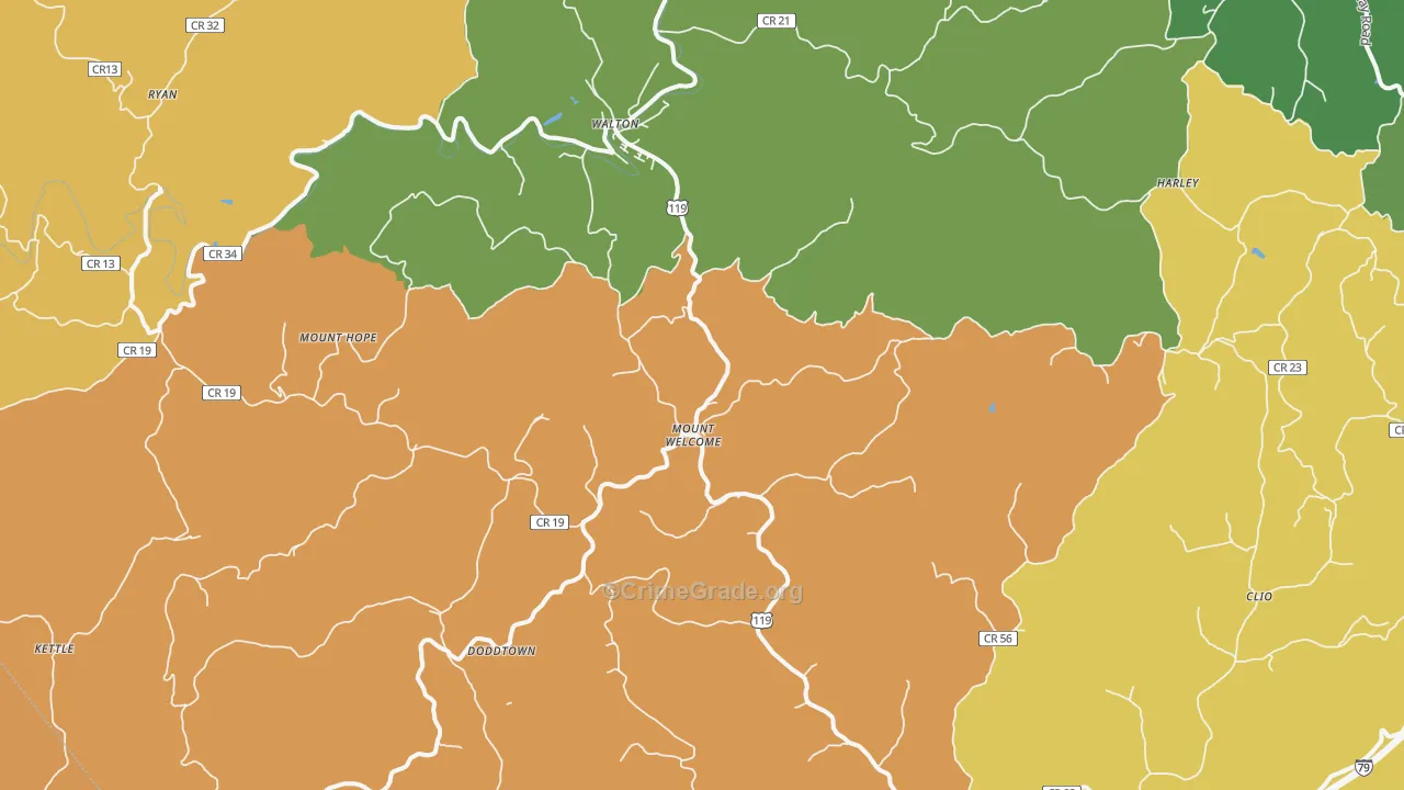 Walton, WV Map of Vandalism Rates