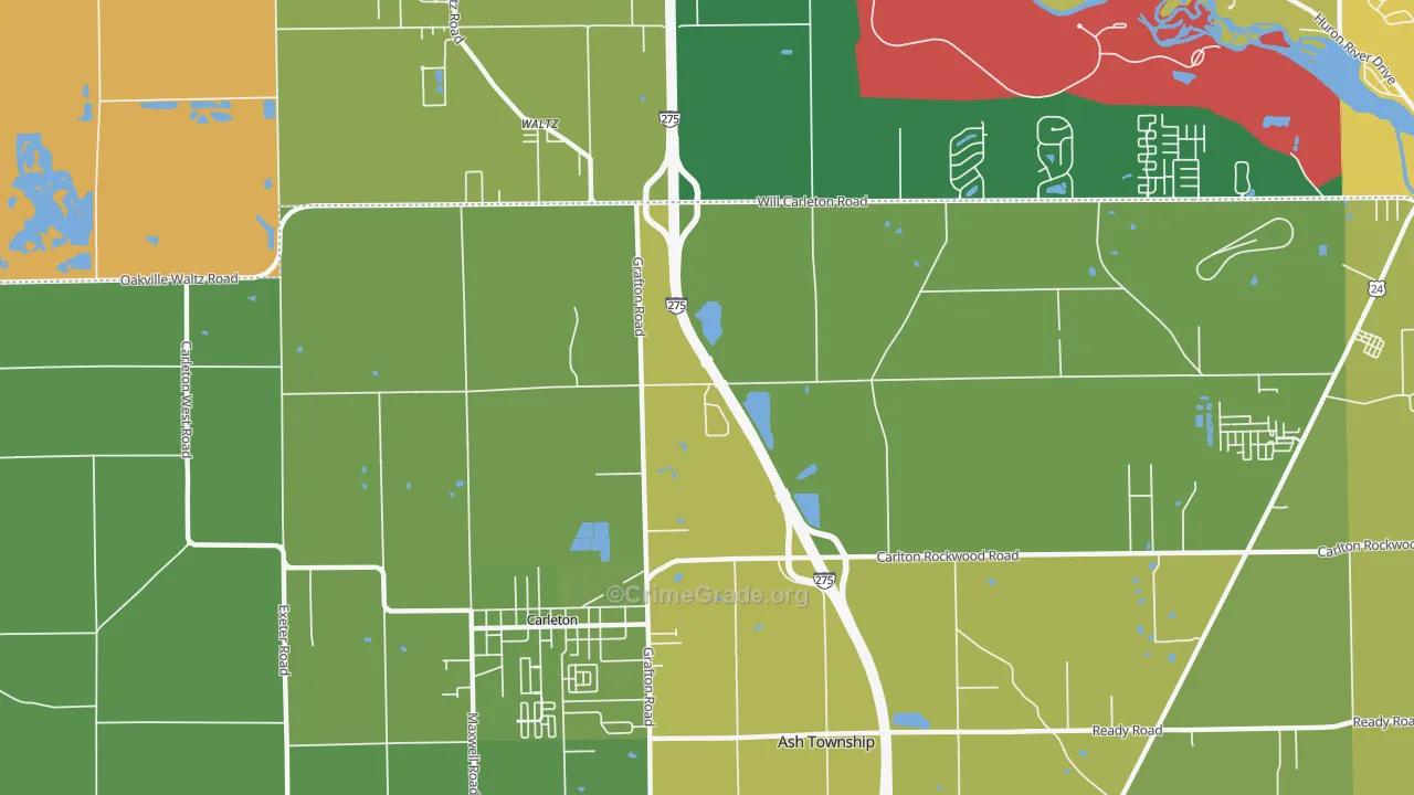 Waltz, MI Map of Vandalism Rates