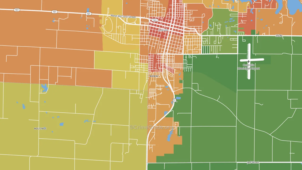 Wamac, IL Map of Vandalism Rates