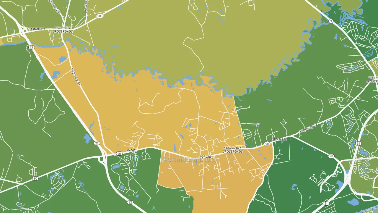 Wampee, SC Map of Vandalism Rates