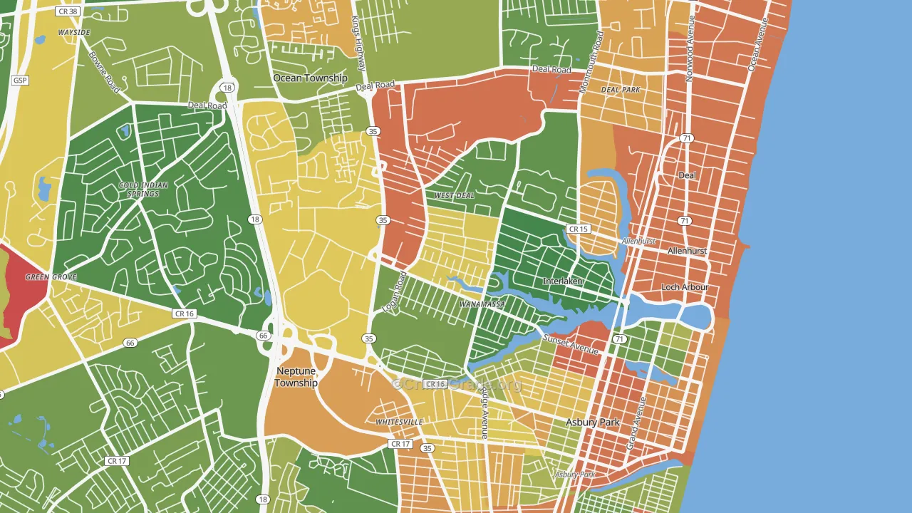 Wanamassa, NJ Map of Vandalism Rates