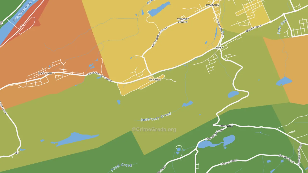 Wanamie, PA Map of Vandalism Rates
