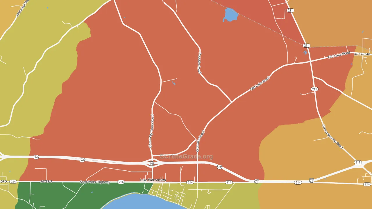 Wananish, NC Map of Vandalism Rates