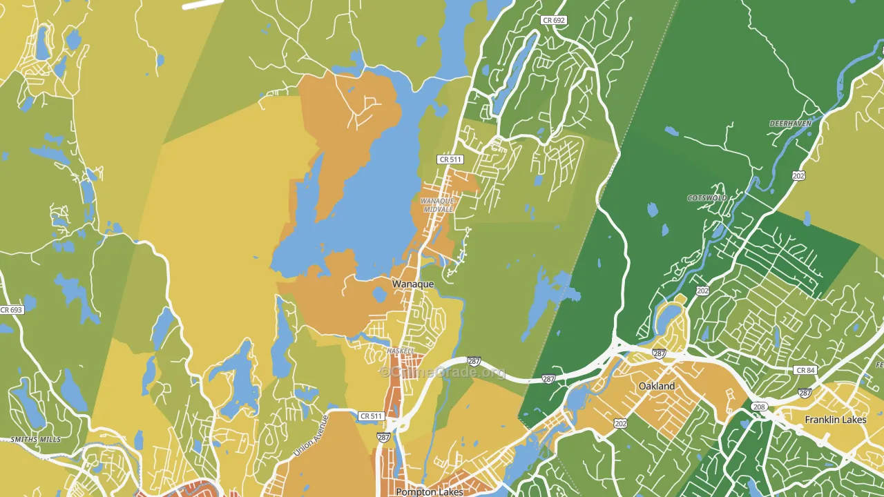 Wanaque, NJ Map of Vandalism Rates