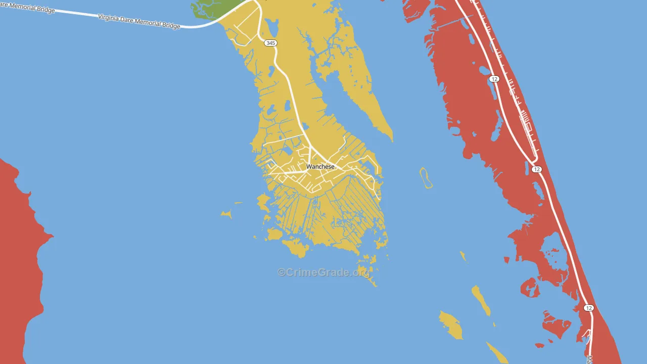 Wanchese, NC Map of Vandalism Rates