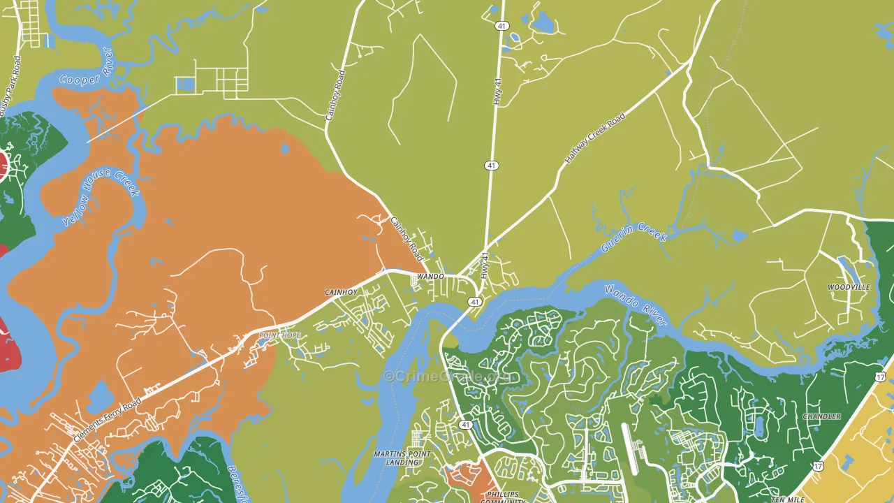 Wando, SC Map of Vandalism Rates