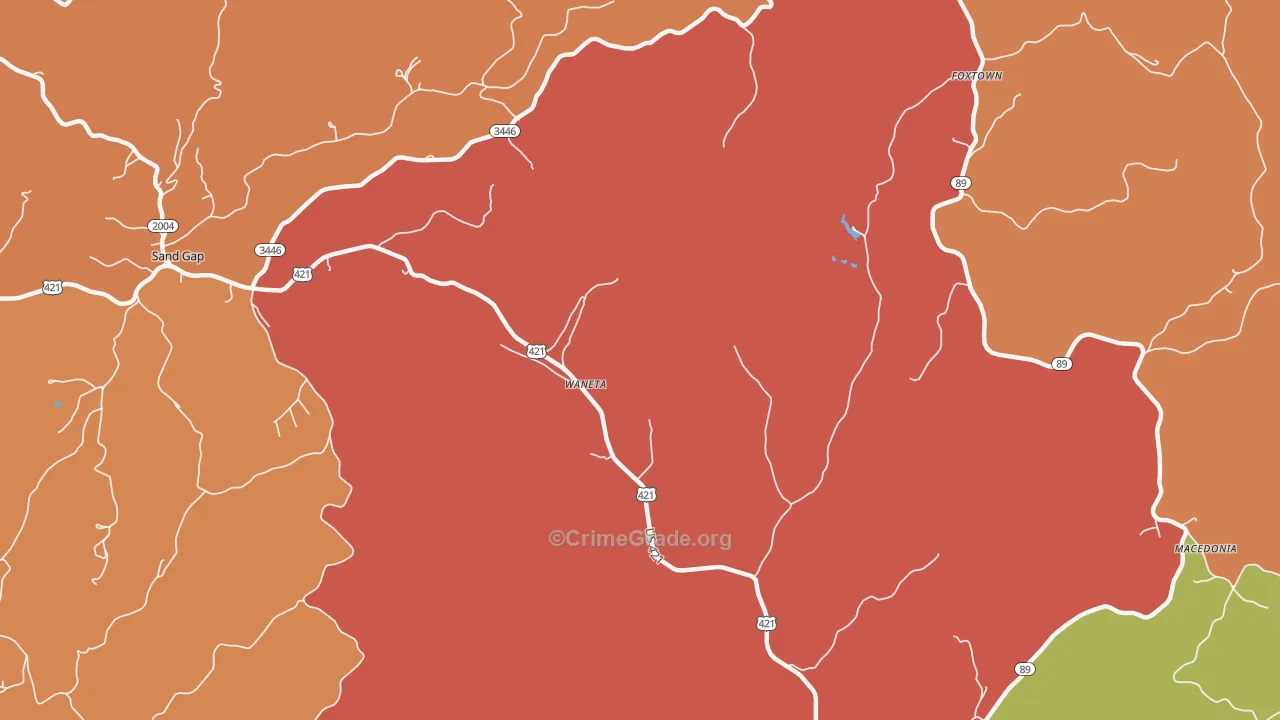Waneta, KY Map of Vandalism Rates