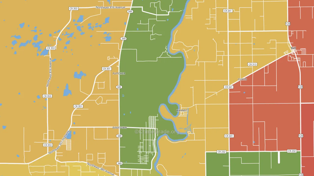 Wannee, FL Map of Vandalism Rates