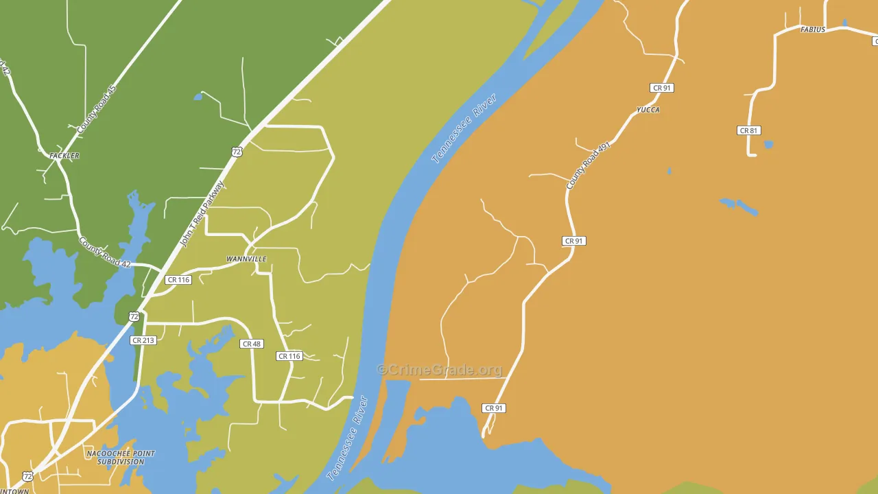 Wannville, AL Map of Vandalism Rates