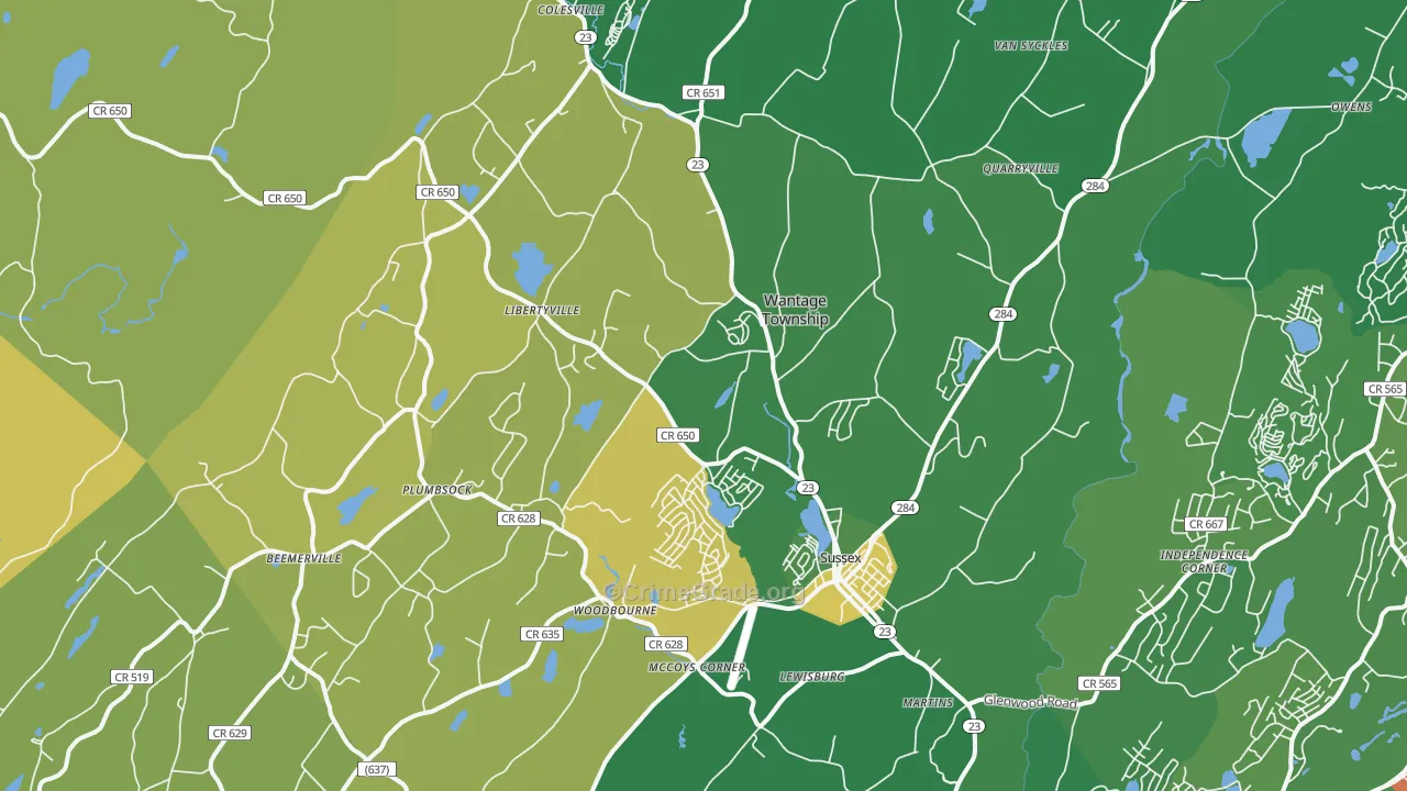 Wantage, NJ Map of Vandalism Rates