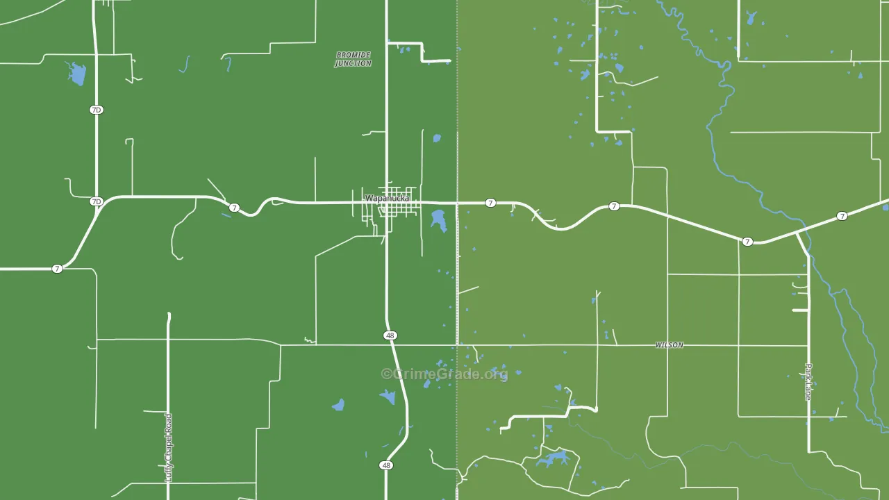 Wapanucka, OK Map of Vandalism Rates