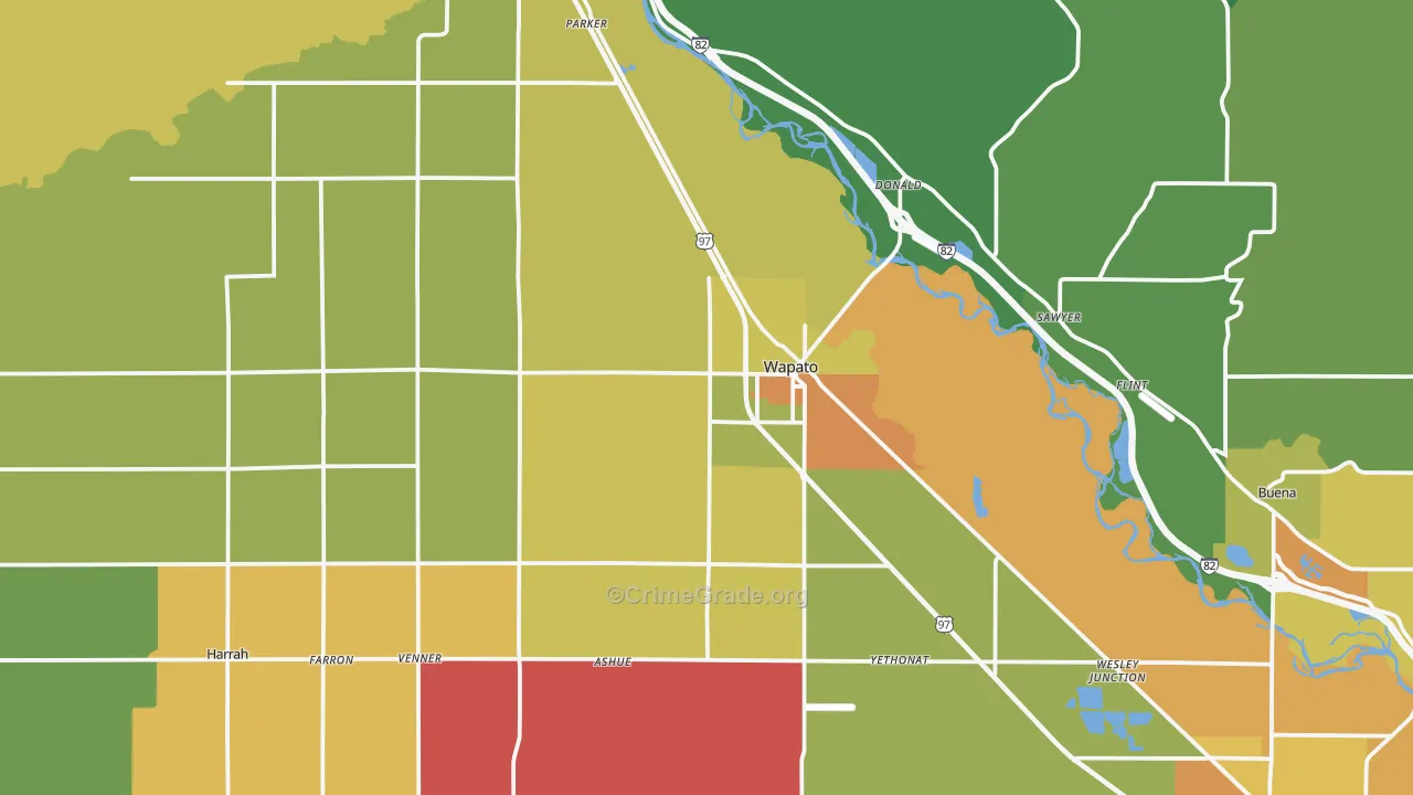 Wapato, WA Map of Vandalism Rates