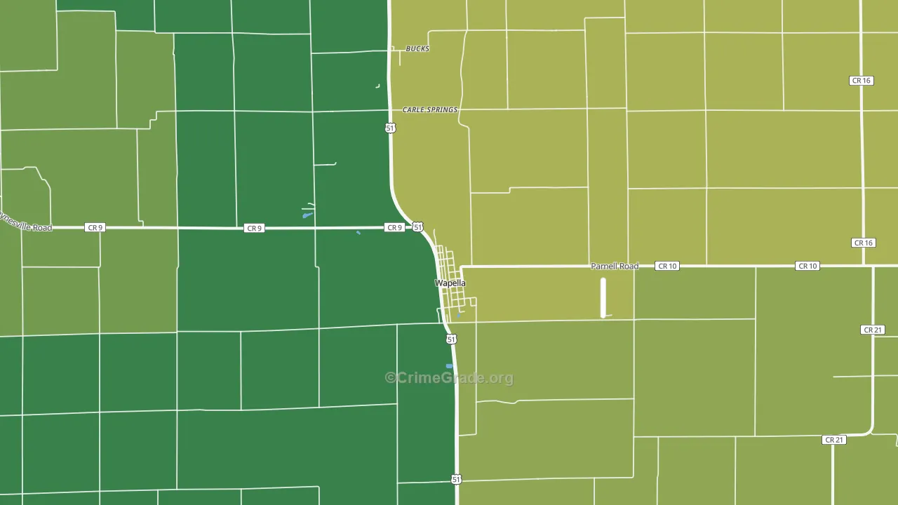 Wapella, IL Map of Vandalism Rates