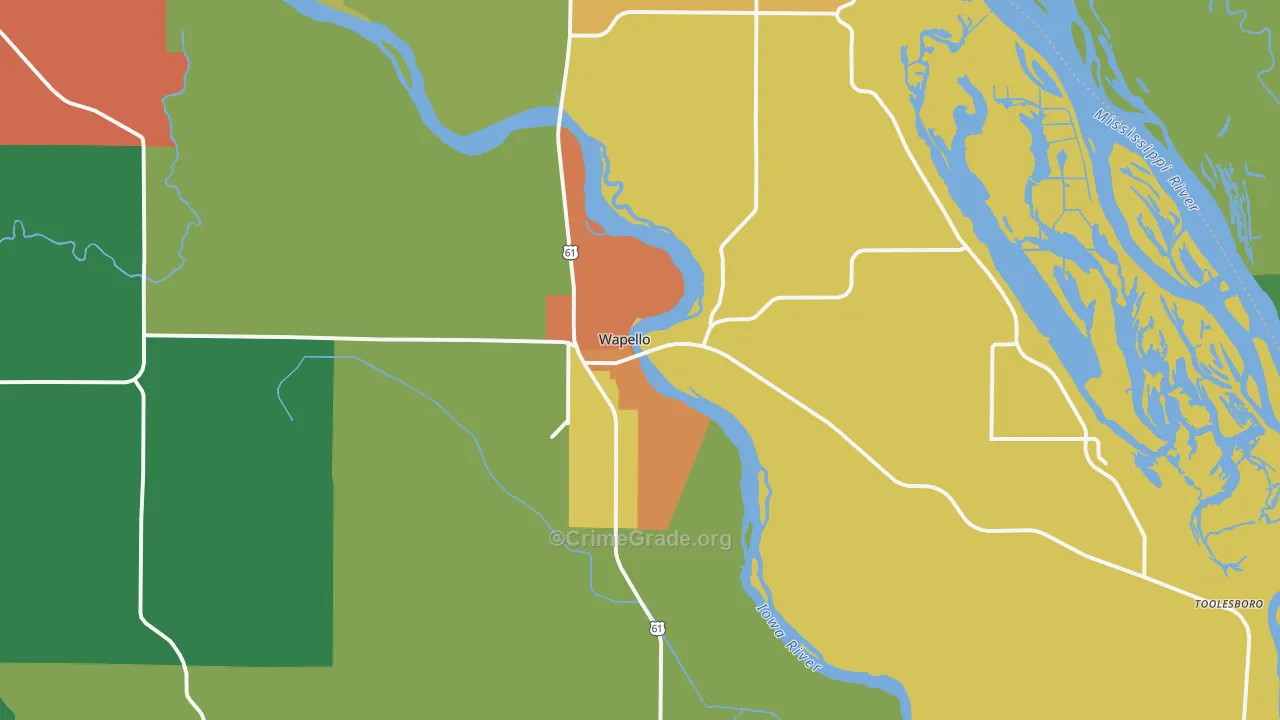 Wapello, IA Map of Vandalism Rates