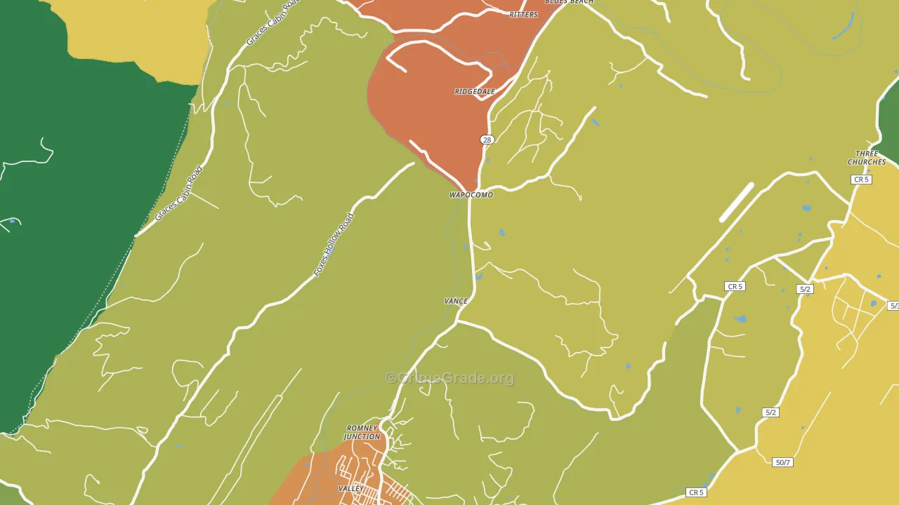 Wapocomo, WV Map of Vandalism Rates