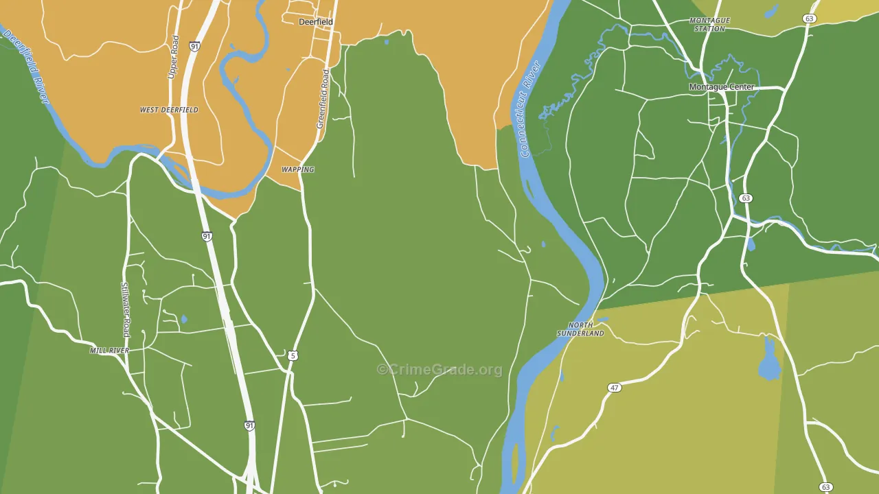 Wapping, MA Map of Vandalism Rates