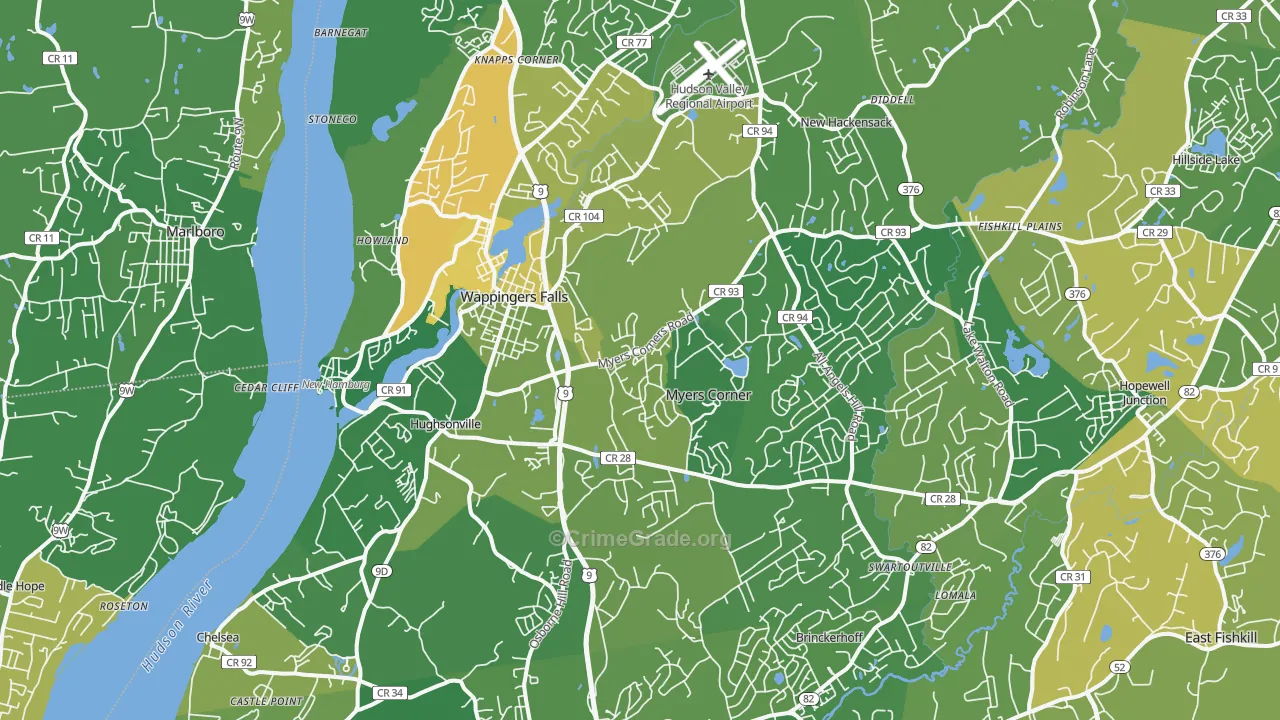 Wappingers Falls, NY Map of Vandalism Rates