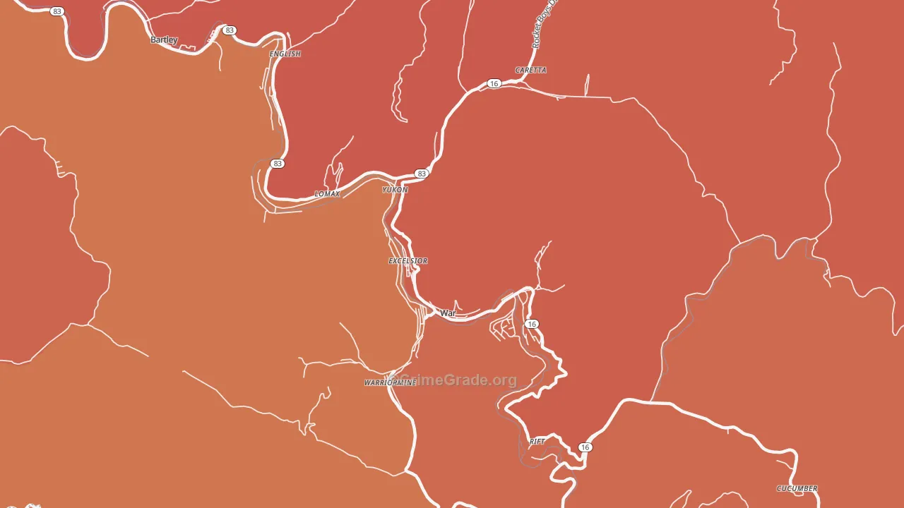 War, WV Map of Vandalism Rates