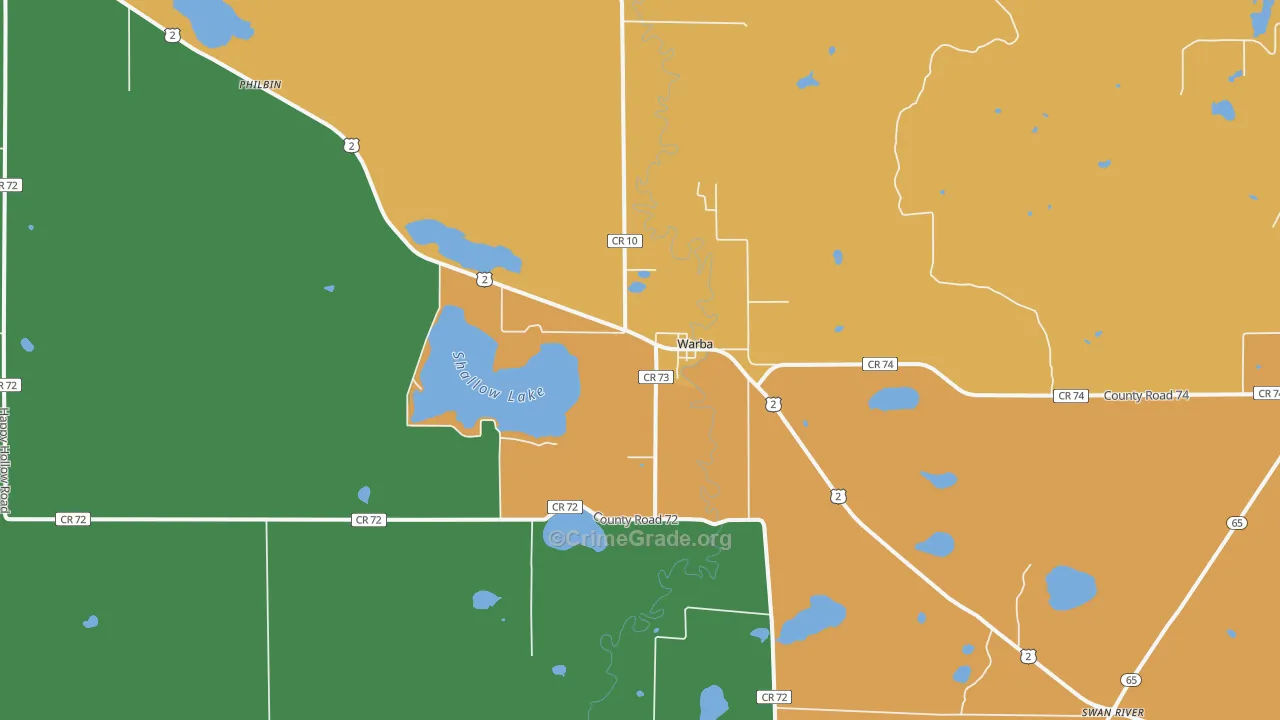 Warba, MN Map of Vandalism Rates