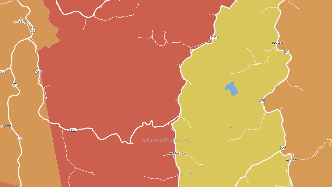 Warbranch, KY Map of Vandalism Rates