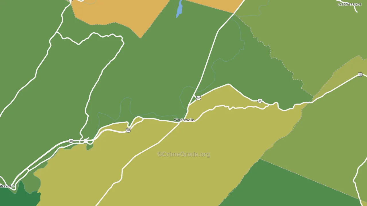 Wardensville, WV Map of Vandalism Rates