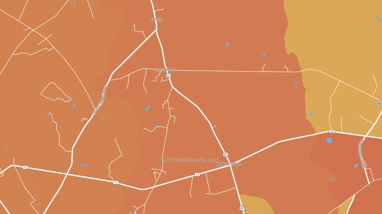 Wards Corner, NC Map of Vandalism Rates