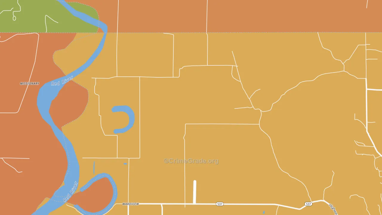 Wardview, LA Map of Vandalism Rates