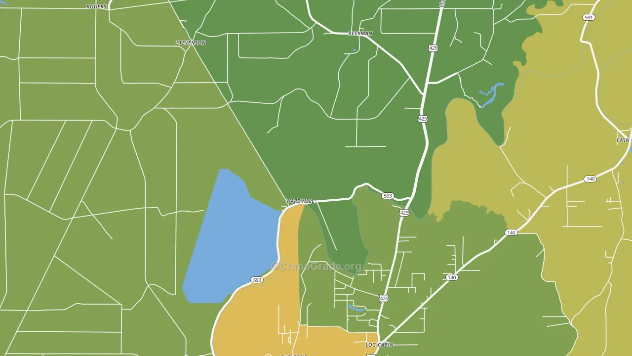 Wardville, LA Map of Vandalism Rates