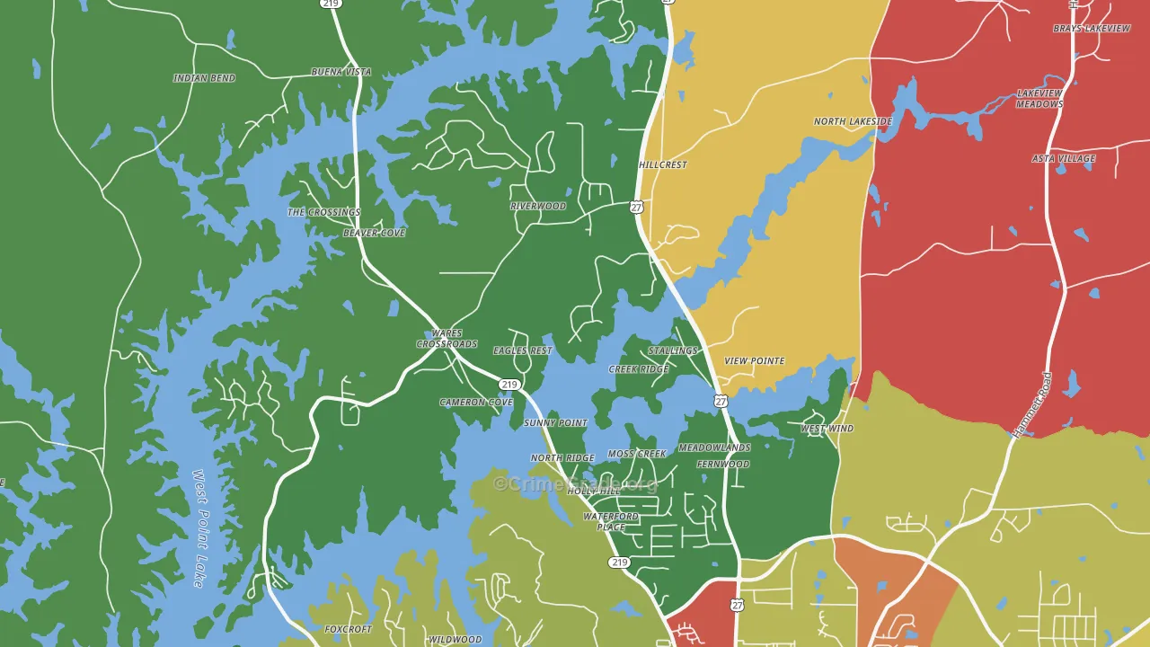 Wares Crossroads, GA Map of Vandalism Rates
