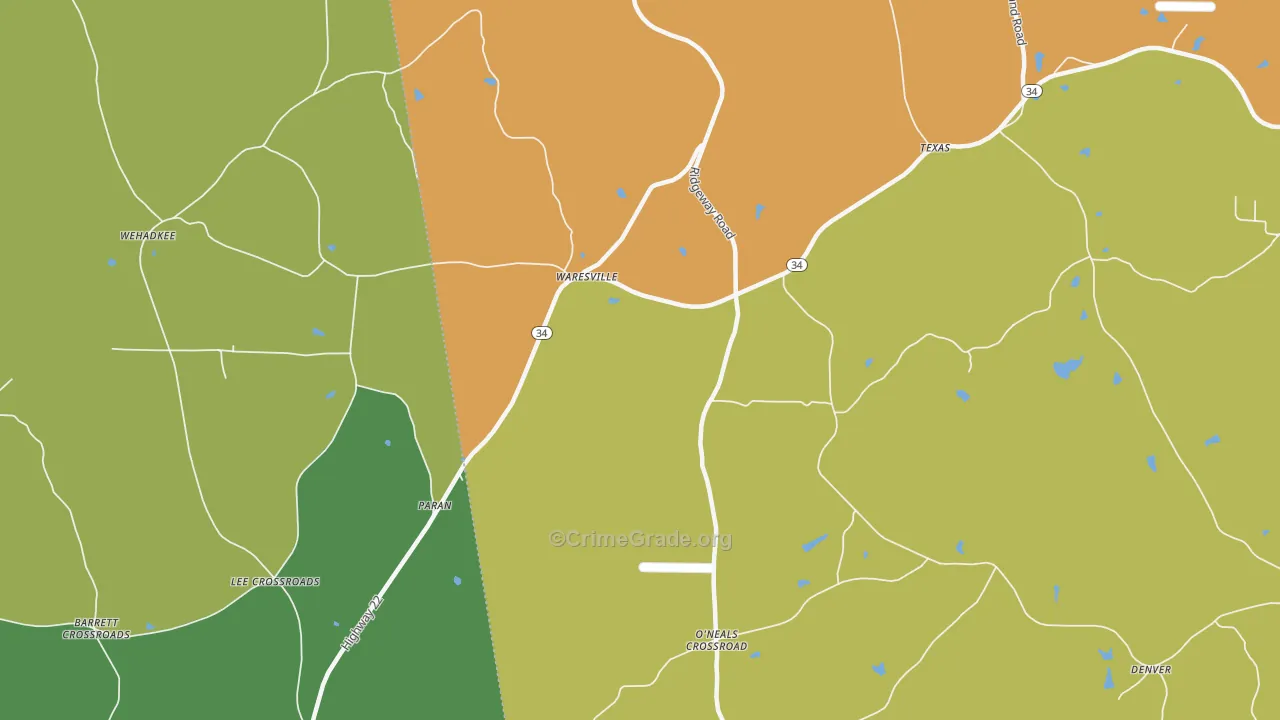 Waresville, GA Map of Vandalism Rates