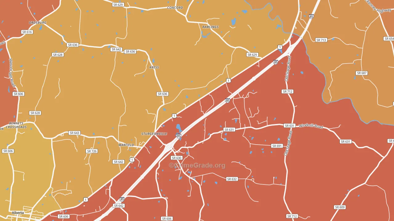 Warfield, VA Map of Vandalism Rates