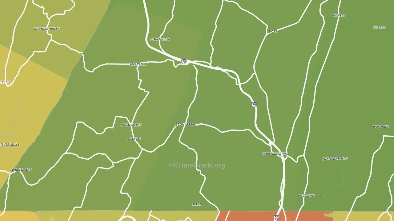 Warfordsburg, PA Map of Vandalism Rates