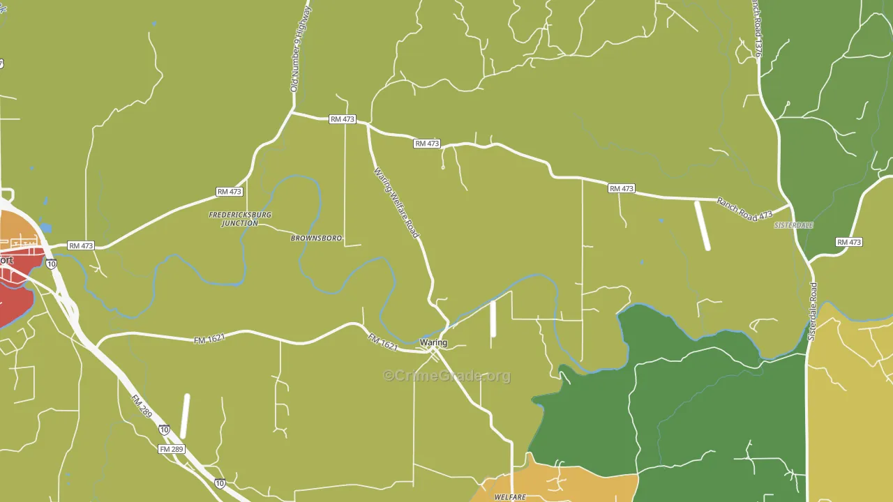 Waring, TX Map of Vandalism Rates