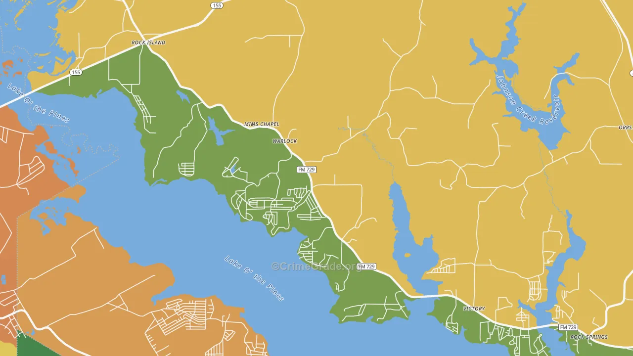 Warlock, TX Map of Vandalism Rates