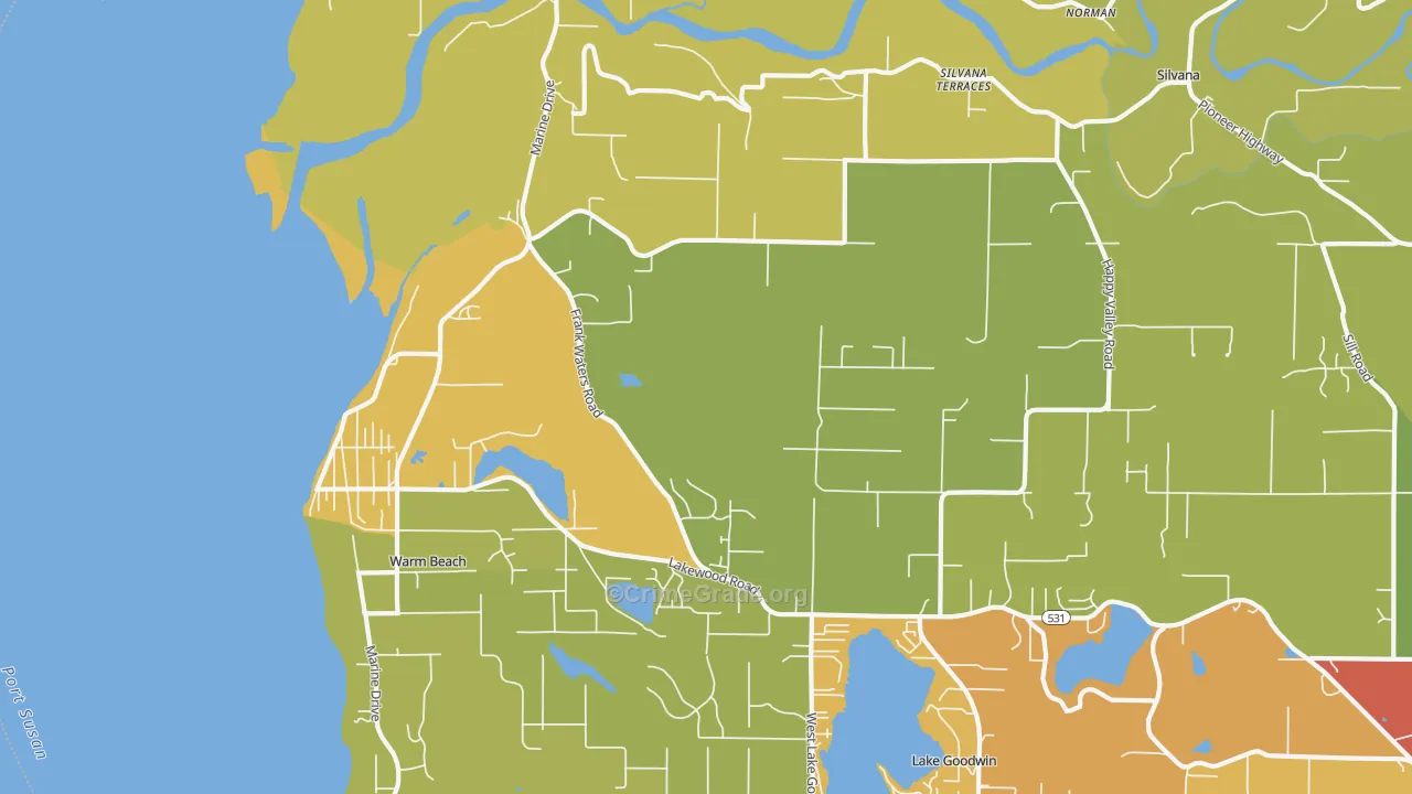 Warm Beach, WA Map of Vandalism Rates