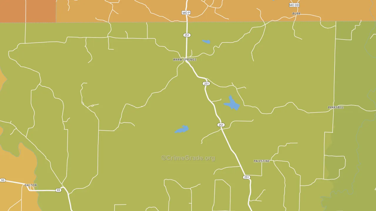 Warm Springs, AR Map of Vandalism Rates