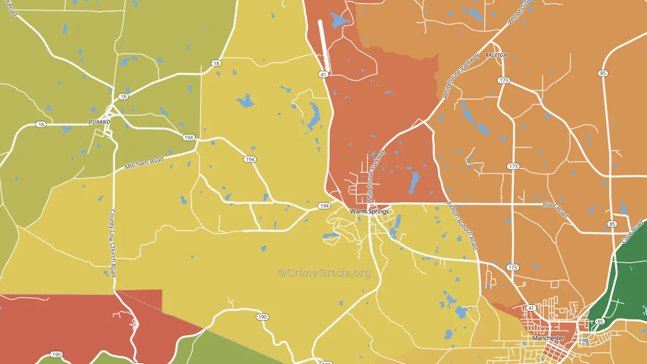 Warm Springs, GA Map of Vandalism Rates