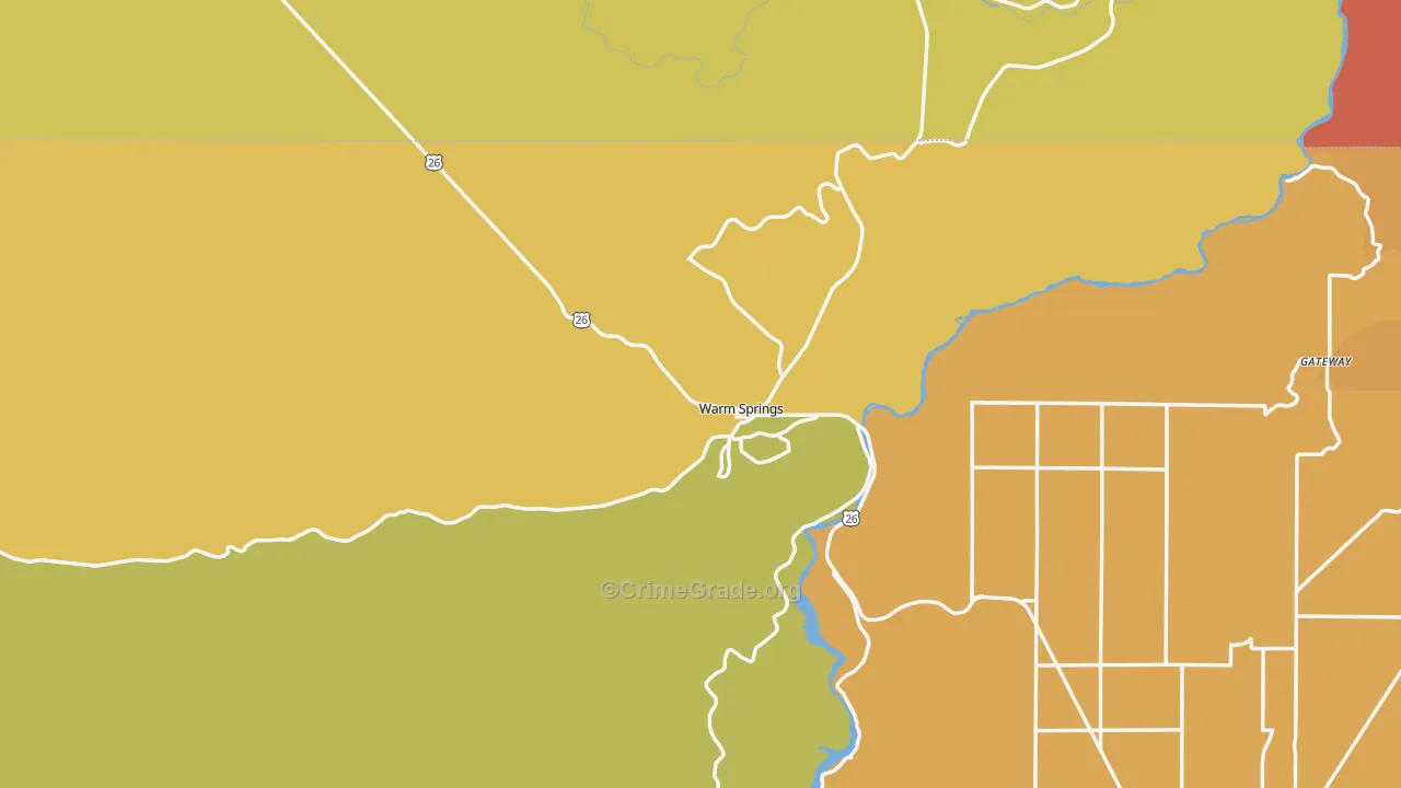 Warm Springs, OR Map of Vandalism Rates