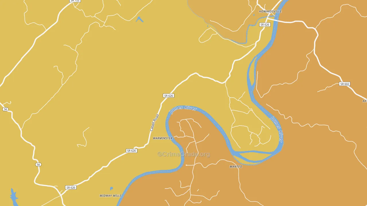 Warminster, VA Map of Vandalism Rates