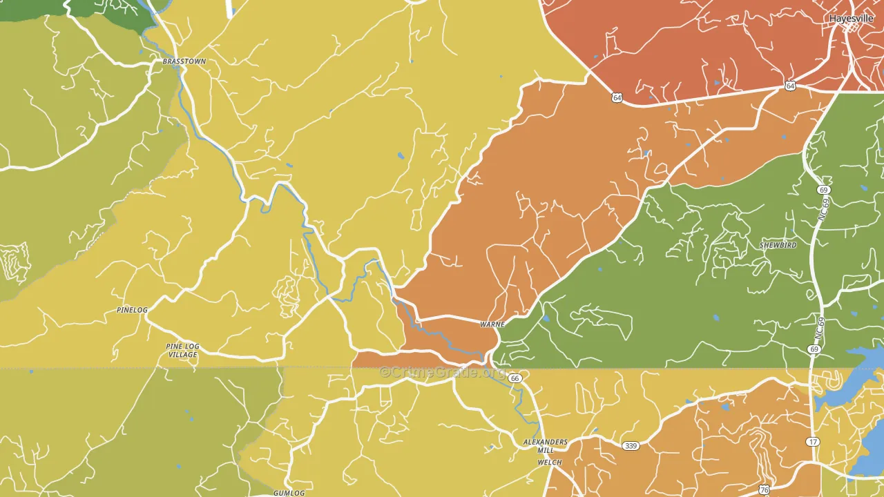 Warne, NC Map of Vandalism Rates