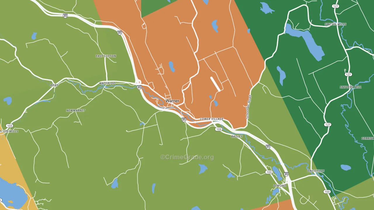 Warner, NH Map of Vandalism Rates