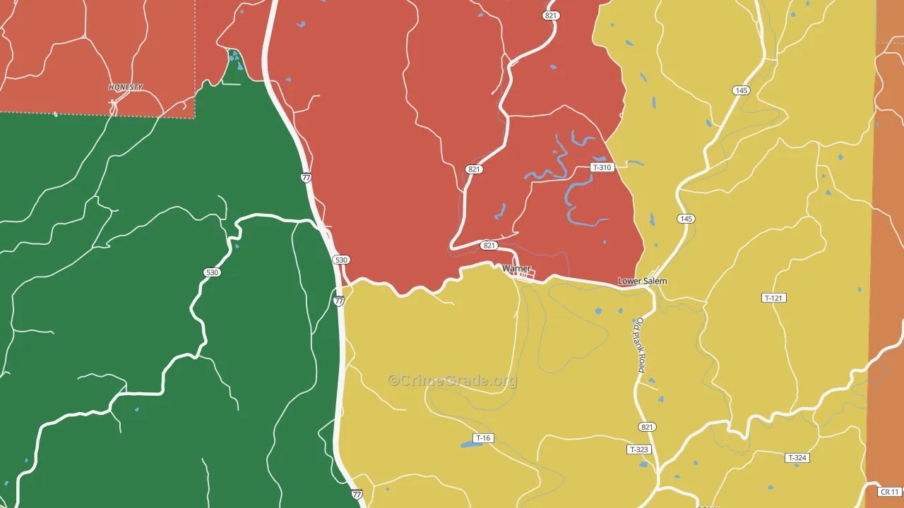 Warner, OH Map of Vandalism Rates