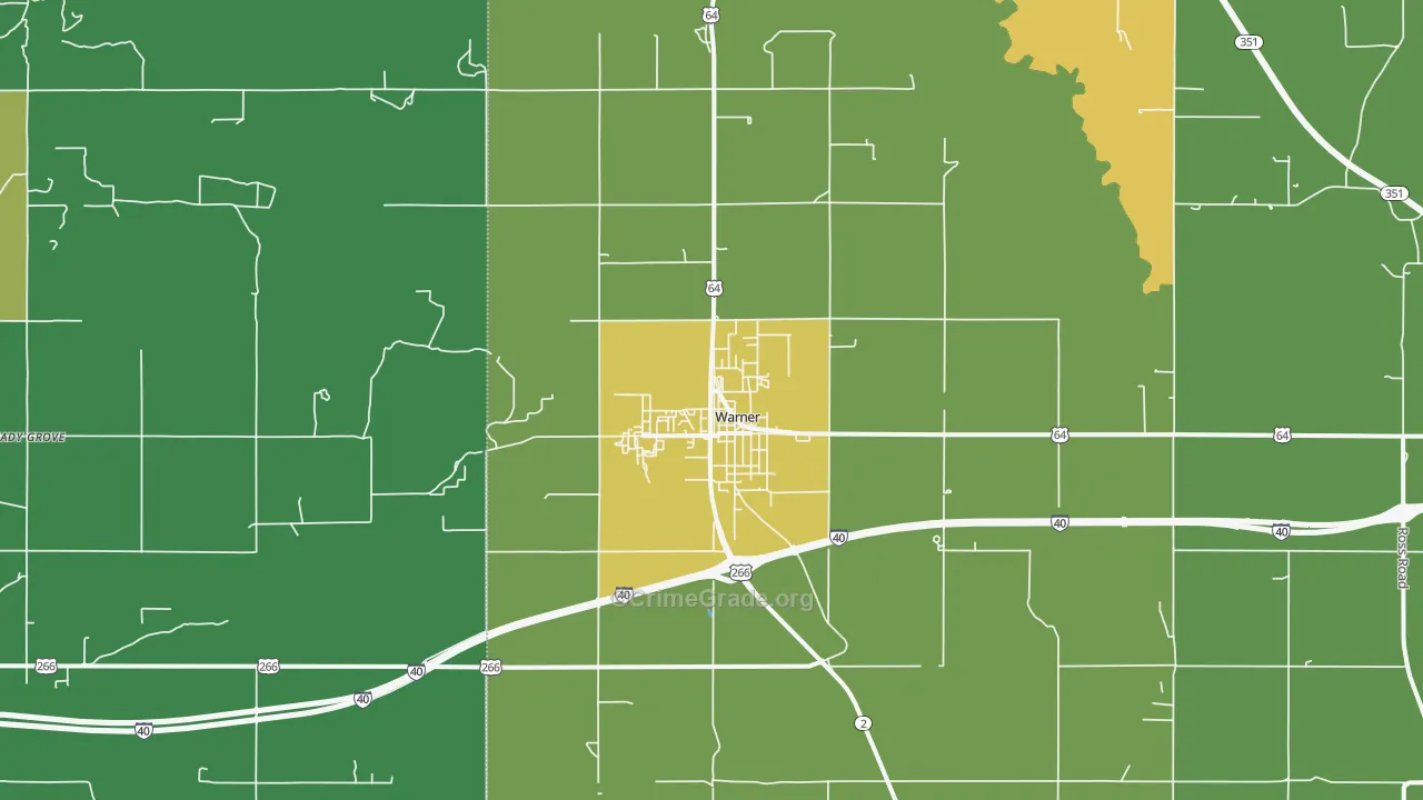 Warner, OK Map of Vandalism Rates