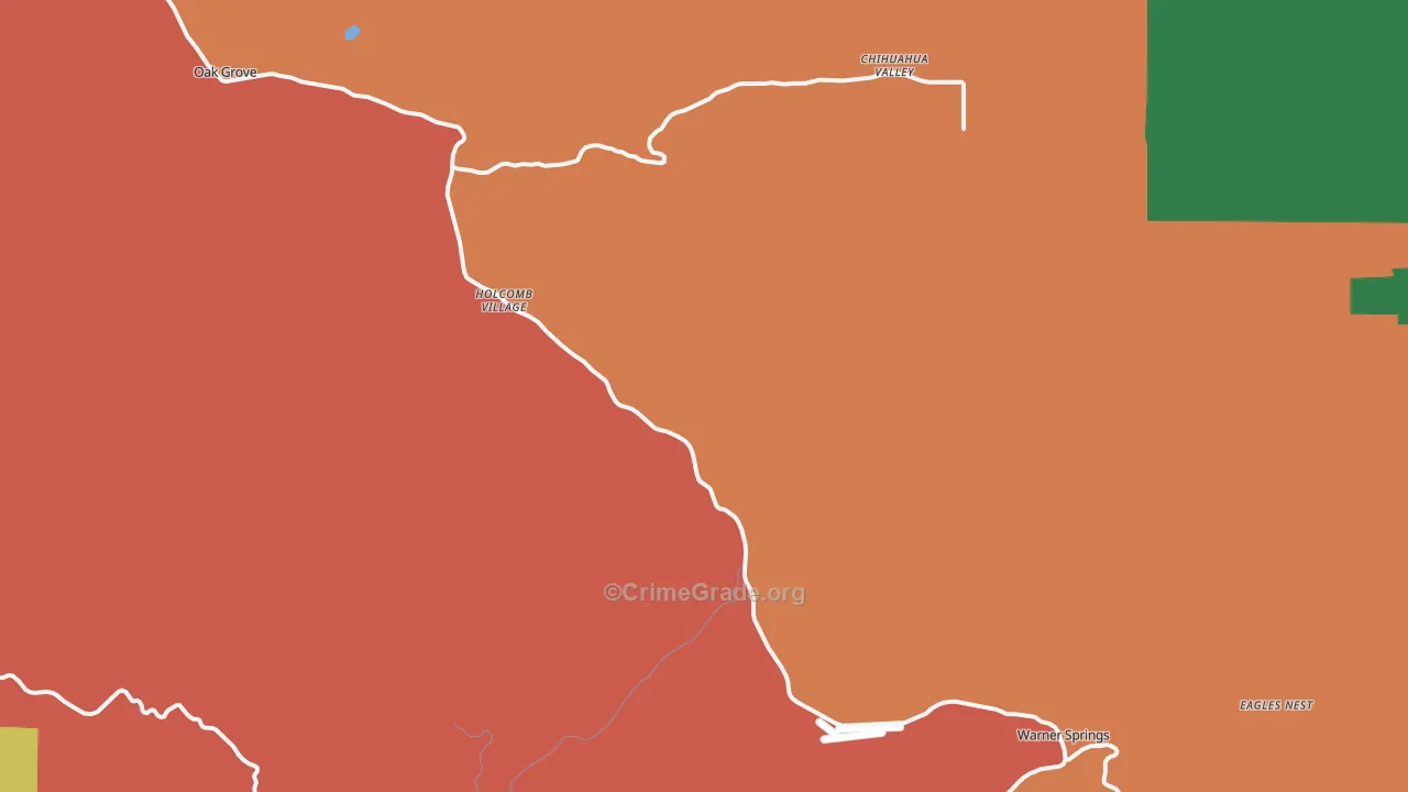 Warner Springs, CA Map of Vandalism Rates