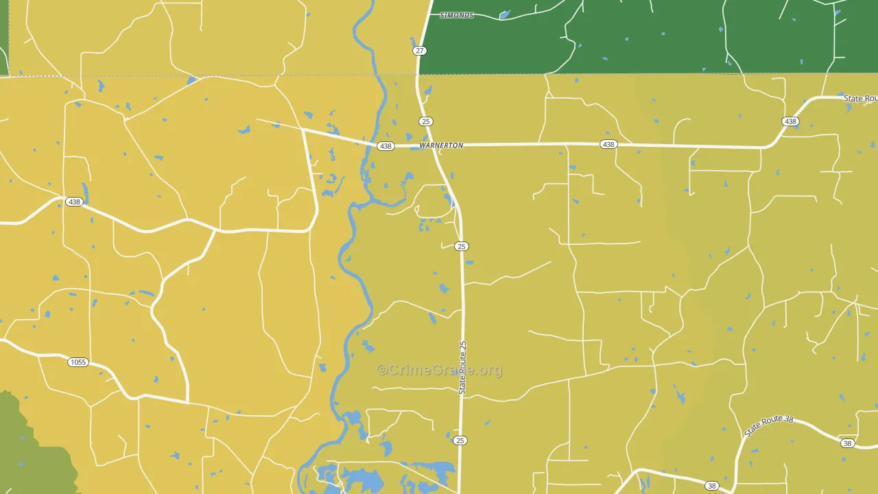Warnerton, LA Map of Vandalism Rates