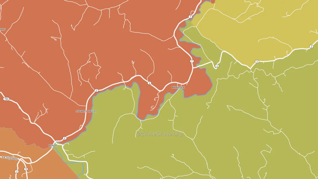 Warnock, KY Map of Vandalism Rates