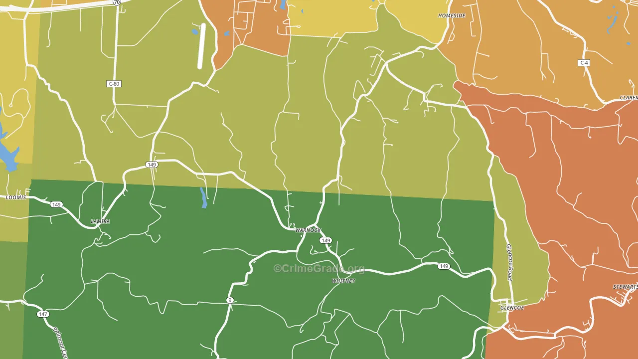 Warnock, OH Map of Vandalism Rates