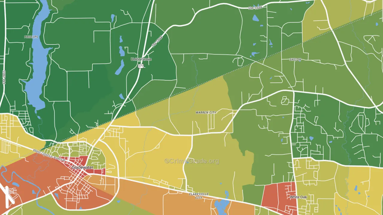 Warren City, TX Map of Vandalism Rates