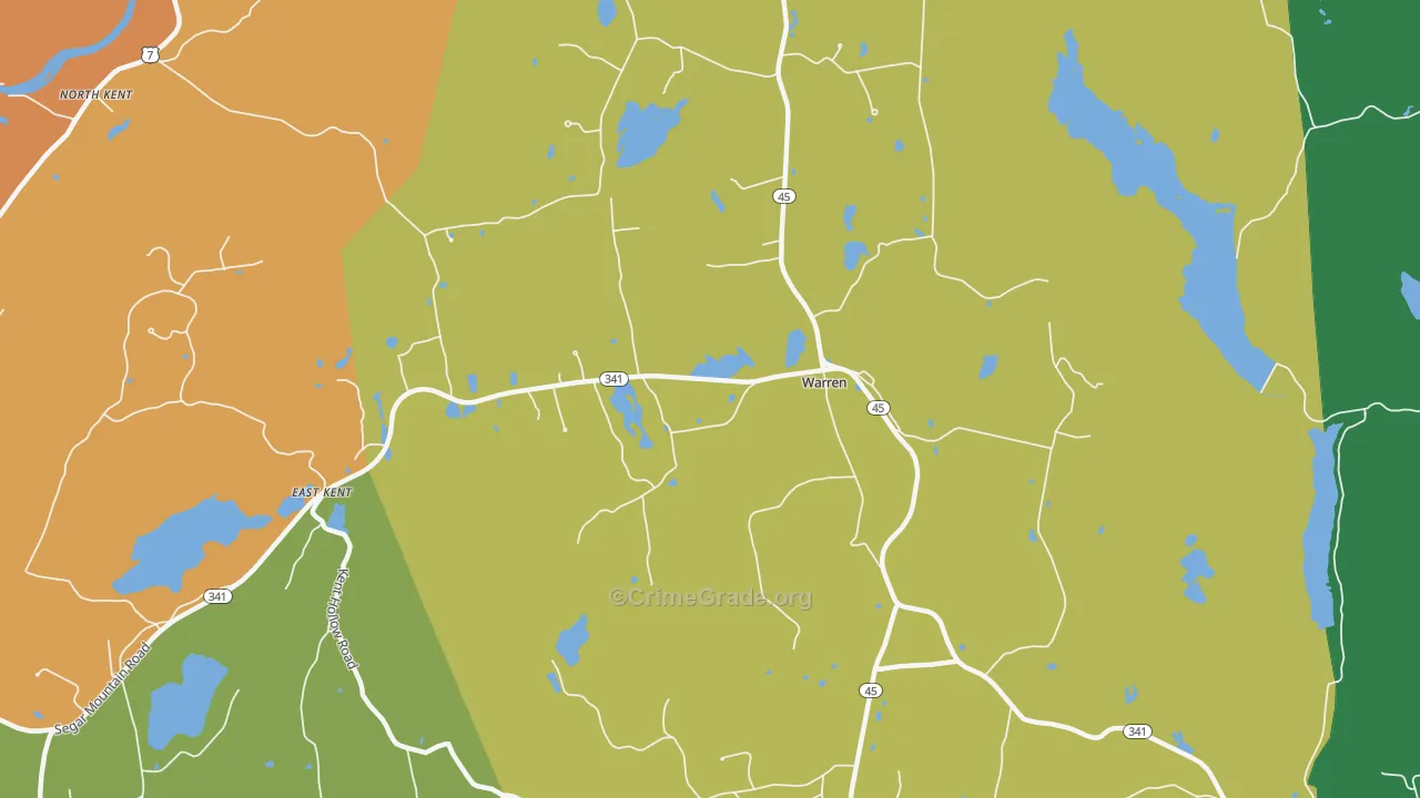 Warren, CT Map of Vandalism Rates