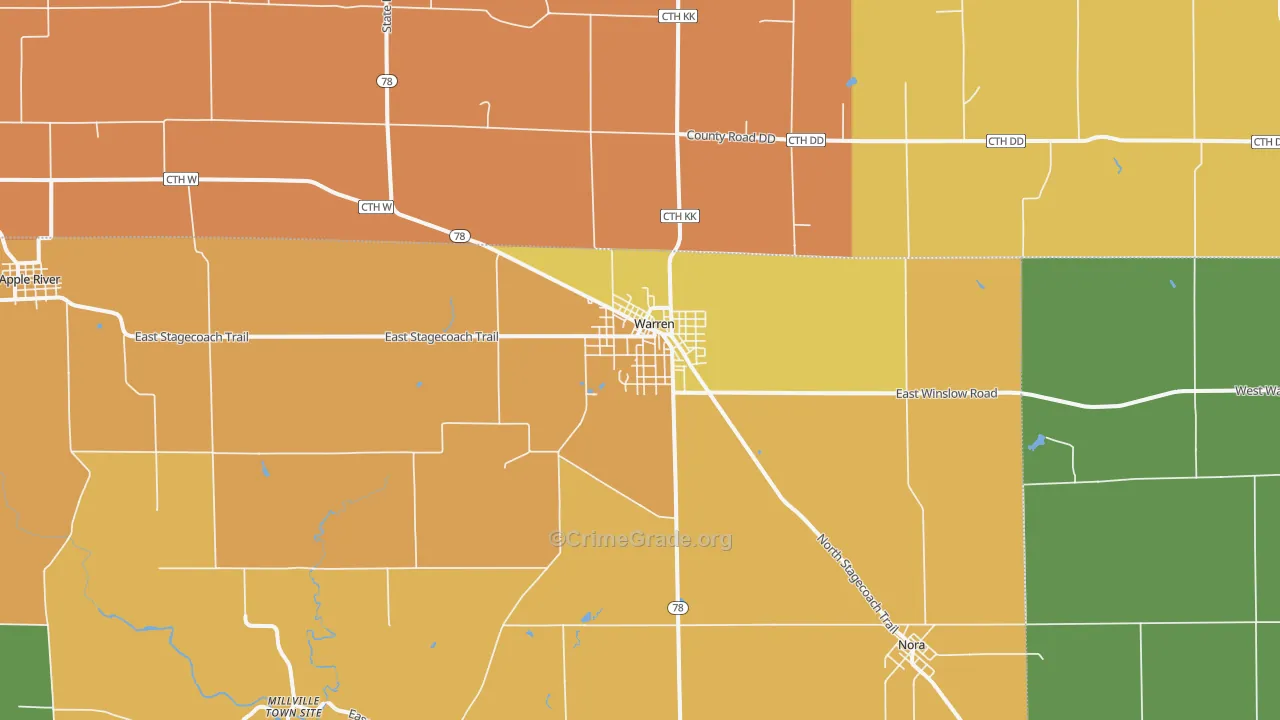 Warren, IL Map of Vandalism Rates